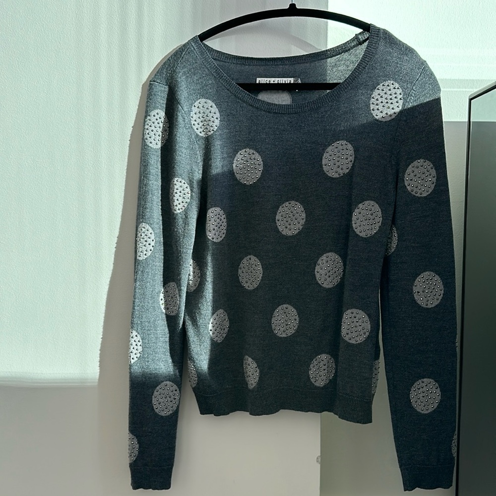 Alice and Olivia sweater polka dot with rhinestones Celyn